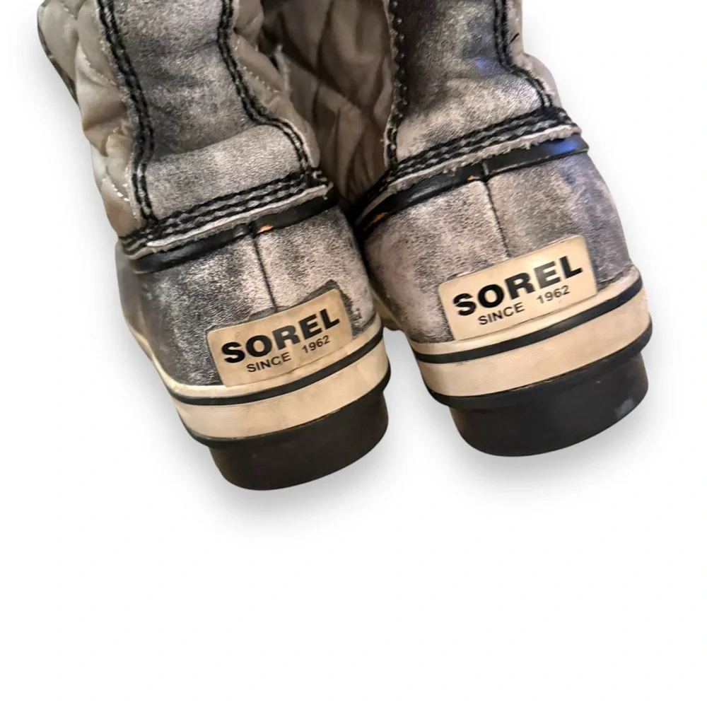 Sorel Tofino Tall Gray Waterproof Lace Up Distressed Faux‎ Fur Snow Boots Sz 7.5